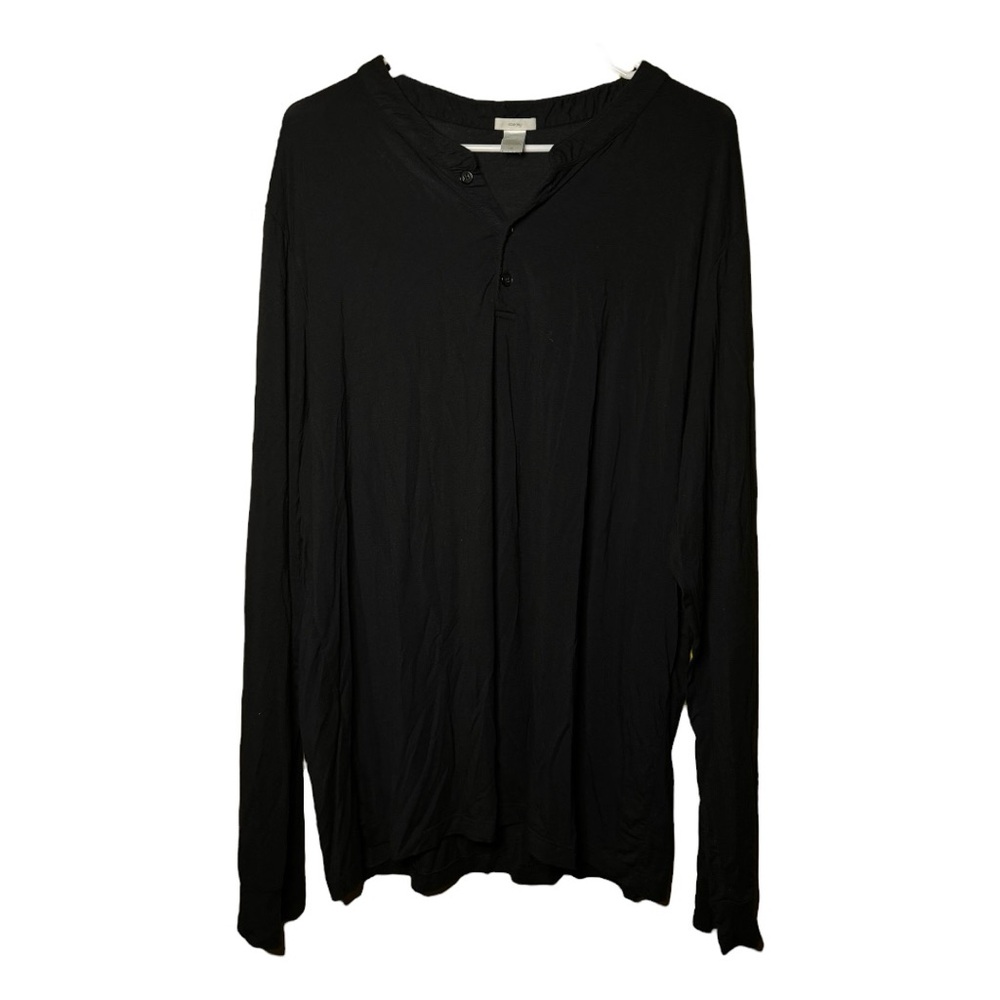 Eberjey Black Modal Henley Comfort Stretch Henry Men’s Long Sleeve Shirt